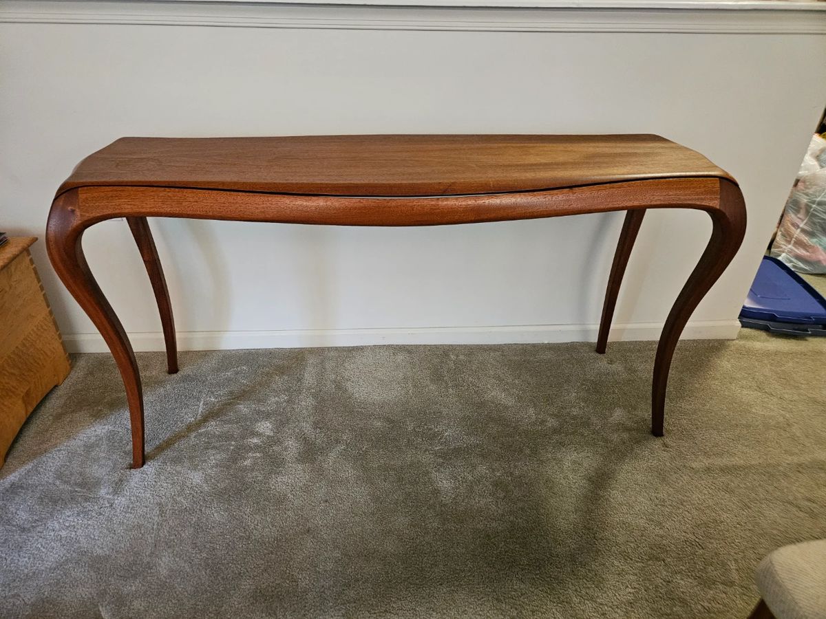 20th Century Modernist Serpentine Mahogany Console Table front
