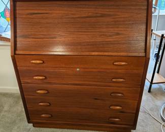 Drylund Danish Modern Teak Secretary Desk Front