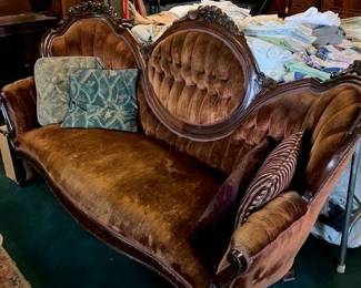 Victorian velvet sofa