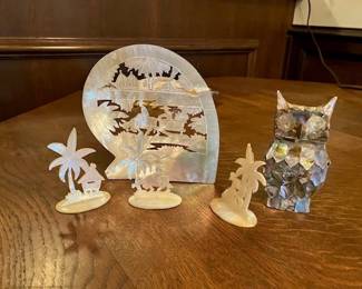 Philippines abalone place card holders, owl and picture