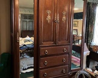 French antique wardrobe, gilt trim