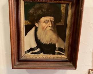 Framed oil painting of Rabbi 