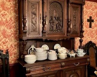 Heavily carved cupboard, European