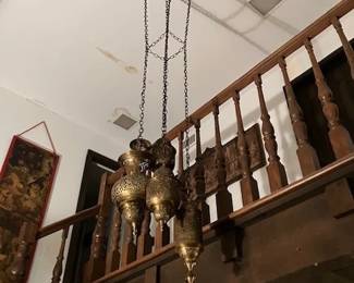 Moroccan three lamp chandelier  