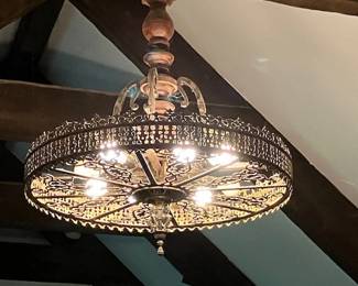 Vintage Mediterranean large metal light fixture
