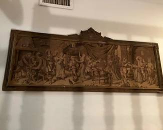 Antique framed tapestry 