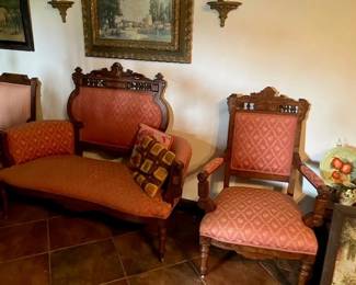 Victorian settee and matching chairs
