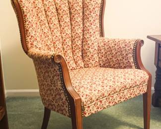 Vintage armchair features a classical floral pattern with beautiful carved wooden trim- $60. Sturdy, comfortable, and full of charm.
Perfect for a cozy reading nook or a statement piece in your home.