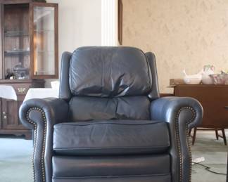 Rich blue, all leather Pennsylvania House chair with solid wood foundation.
$300