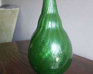 Vintage Green Art Glass Vase- $40