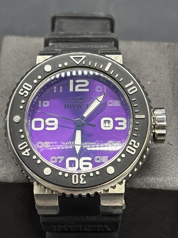 Invicta Sports Watch w/ Purple Face & Black Band
