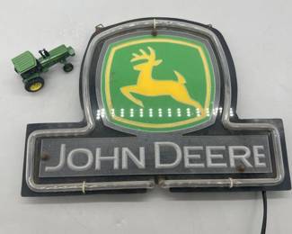 John Deere Electric Advertising Sign + Tractor