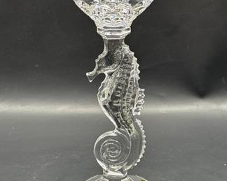 Waterford Seahorse Crystal Pillar Candlestick