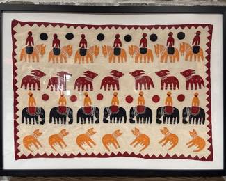 Vintage Native American Tapestry in Black Frame