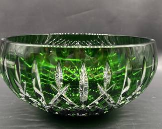 Waterford Emerald Green Cut to Clear Crystal Bowl