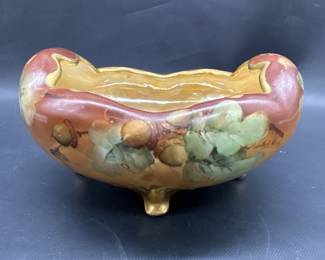 Porcelain Footed Acorn Cluster Bowl, Marked MZ Austria