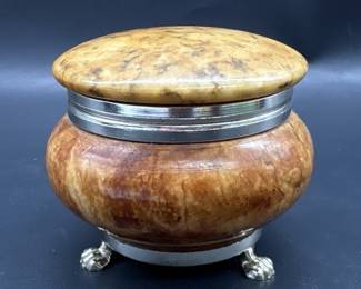 Italian Alabaster Trinket Box w/ Hinged Lid