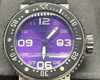 Invicta Sports Watch w/ Purple Face & Black Band