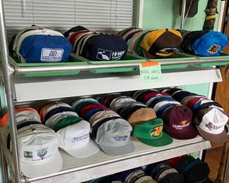 One big hat collection!  But notice too the african violet plant grow stand!