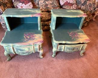 hand painted end tables