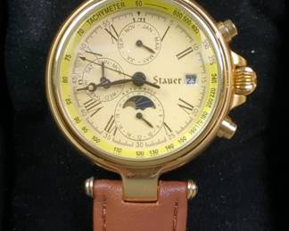 Stauer Gold Watch Inspired By The Original Created In 1922, In All Stainless Steel Case, No 11976 Of 50000, With COA, Includes 2 Total Leather Bands And Instructions, In Box