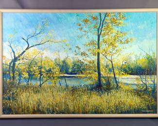 Framed Landscape Painting, Signed Dixie Westerman, 25 1/4" x 37 1/4"