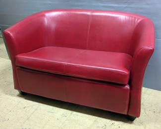Red Faux Leather Loveseat Sofa