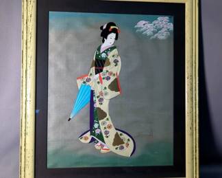 Japanese Geisha Prints Framed, Qty 2, 19" x 22"