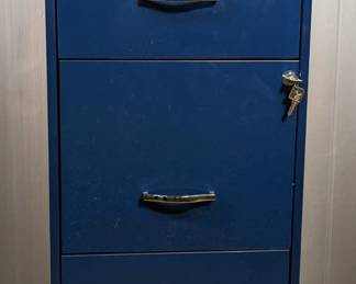 Blue Metal 3-Drawer Filing Cabinet