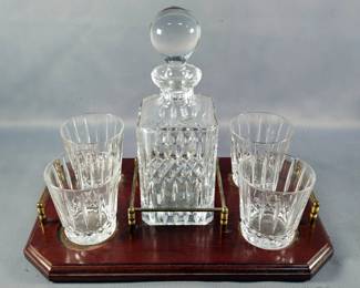 Wedgwood Full Lead Crystal Decanter Set with Tray and Glasses