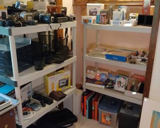 Polariod, Coolpix, cameras, boom boxes, radios, office supplies