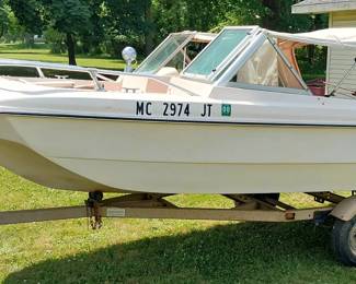 1973 Renken 15’ speed boat, Chrysler 55 outboard