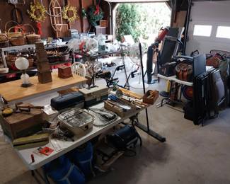 fishing, tackle boxes, camping, dining table, baskets, fans