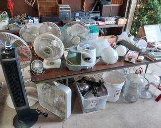 box fans, clip lights