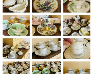 Beautiful Colors and Patterns of Tea Cups - 22k gold, Green, fluorescent, floral, fruit, purple, oriental etc. 