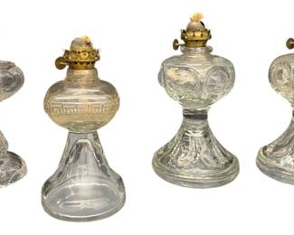 RARE COLLECTION OF OIL LAMPS PRESSED