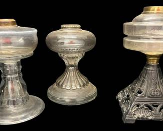 3 BEAUTIFUL ANTIQUE OIL LAMPS