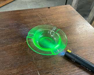Green Uranium Glass Ashtray