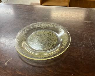 Yellow Depression Glass Plate Vernon Pattern 