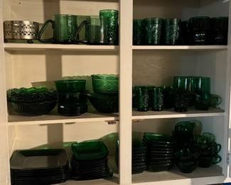 Vintage Green Glassware