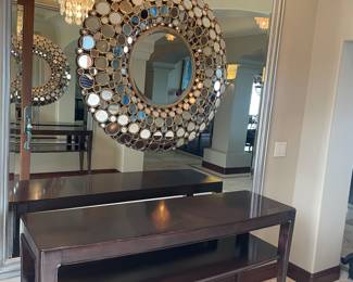 Matching mirrors & console tables at front Entry
