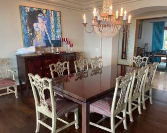 Hickory Chair Dining table w/ leaf extensions, w/ matching Sideboard