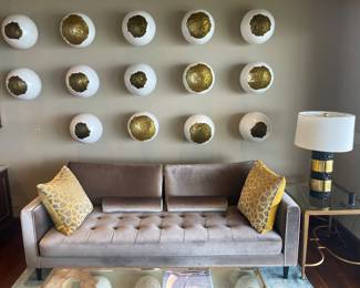 Grouping of 3 sets of  wall mount lacquer & gilt Egg decor , sold in groups of 4. 