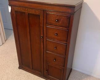 Antique Wood Chifferobe, Wardrobe with Drawers