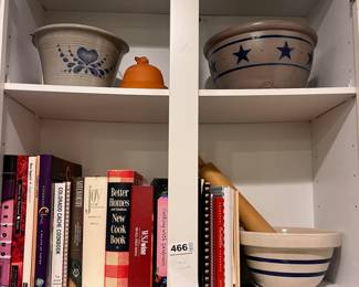 Vintage Stoneware Bowls and Cookbooks