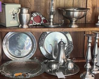 Assorted Vintage Metalware Collection - Silverplate and Pewter