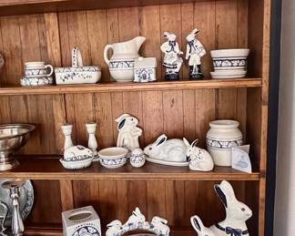 29 Pieces of Dedham Pottery "Potting Shed" Blue and White Hand Painted