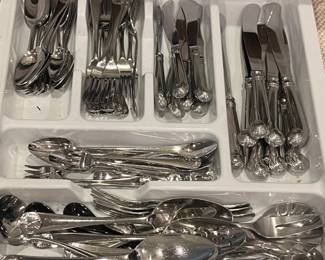 Kirk Stieff Williamsburg Silverware Set and Serving Pieces