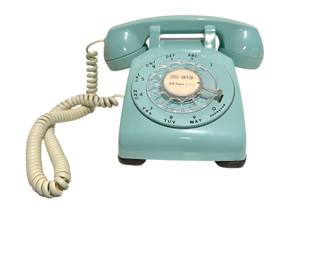 Vintage Bell Systems Western Electric Aqua Blue Rotary Dial Telephone