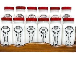 Vintage Griffith’s Milk Glass Spice Rack Set